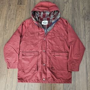 Vintage Woolrich Blanket Lined Hooded Jacket Mens Large Made In USA 90s